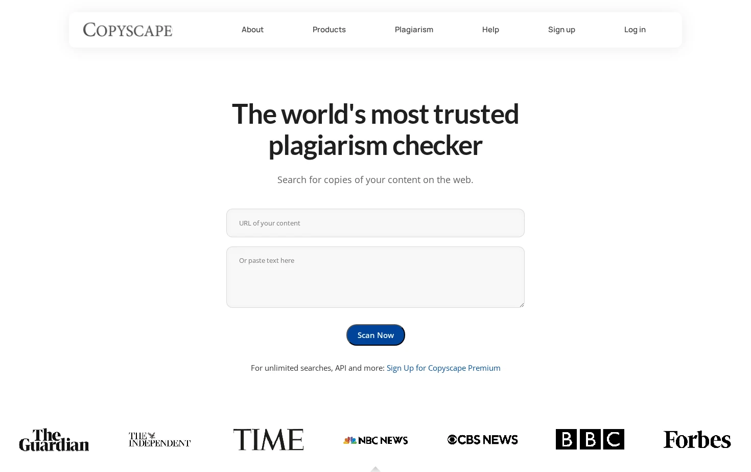 Copyscape Plagiarism Checker 页面快照